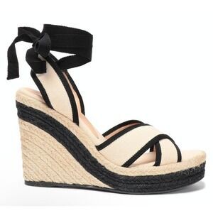 NWOB Castañer Hiedra Two-Tone Canvas Wedge Platform Espadrille. Size 41